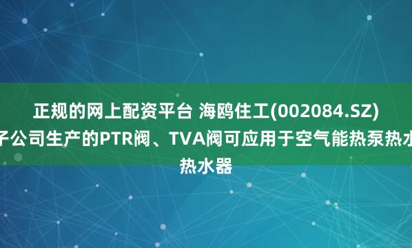 正规的网上配资平台 海鸥住工(002084.SZ)：子公司生产的PTR阀、TVA阀可应用于空气能热泵热水器