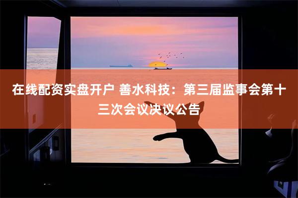 在线配资实盘开户 善水科技：第三届监事会第十三次会议决议公告