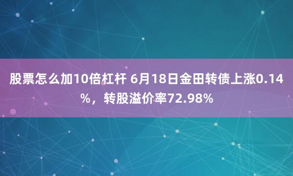 股票怎么加10倍杠杆 6月18日金田转债上涨0.14%，转股溢价率72.98%