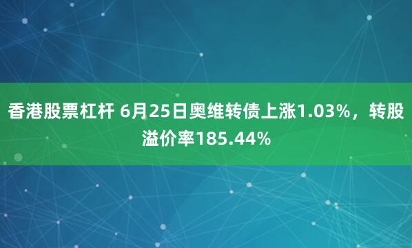 香港股票杠杆 6月25日奥维转债上涨1.03%，转股溢价率185.44%